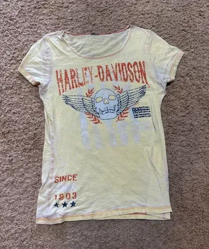 Harley-Davidson Yellow Tee with Orange and Blue Graphic thumbnail 1