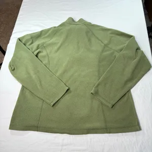LL Bean womens green 1/4 zip fleece jacket, arm zip pocket. Size XL-reg outdoors thumbnail 4