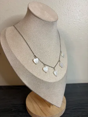 Handmade Silver Mother Of Pearl Heart Charm Necklace thumbnail 3