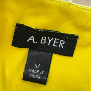 A. Byer Yellow Swiss Dot Halter‎ Mini Dress Smocked Waist Tiered Skirt Medium thumbnail 6