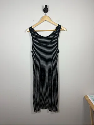 Abercrombie & Fitch Ribbed Striped Midi Tank Dress Black White Size M thumbnail 7