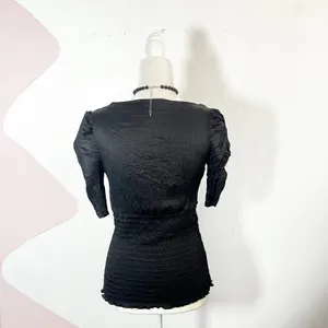 Vtg Bebe Babydoll Top Women's‎ Medium Black Smocked Gothic Y2K 2000s thumbnail 2