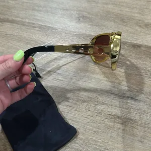 Gold Aviator Sunglasses with Brown Lenses thumbnail 2