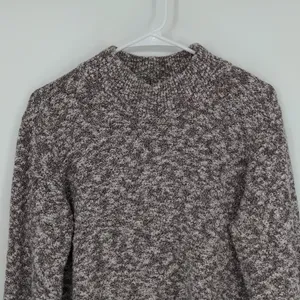 L.L. Bean Signature Cotton Linen Ragg Sweater Size Large Mock‎ Neck Marled thumbnail 2