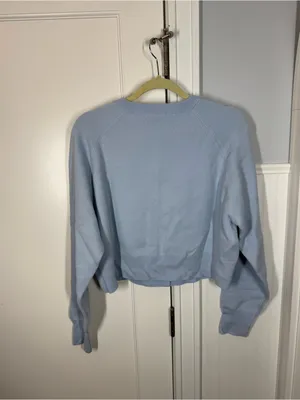 Madewell Raglan-Sleeve Cropped Cardigan in Merino Wool sky blue size xl new thumbnail 5