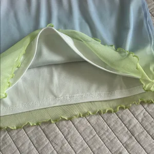 Dolls Kill Cute pastel ombré pull on mesh Y2K lettuce, trim, rave party mini skirt M thumbnail 3