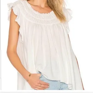 Free People We The Free Coconut Cinch Scoop Neck Top Ivory Large thumbnail 3