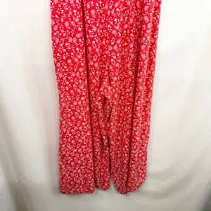 Luxology Large Jumpsuit Red Floral Wide‎ Leg Smocked Cottagecore Feminine 1200 thumbnail 6