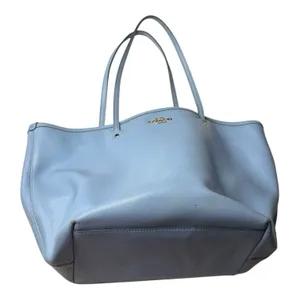 Coach Crossgrain Leather Taxi Street Zip Tote Sky Blue W/ Hangtag XL Purse Flaws thumbnail 1
