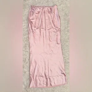 NWOT HOUSE OF CB 'Giuliana' Ballerina Pink Satin Maxi Skirt Sz L thumbnail 5