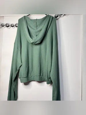 Boys Lie Waffle Knit Charmer Hoodie in green thumbnail 5