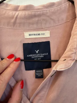 American Eagle Outfitters Dusty Pink Boyfriend Fit Button-Up Shirt thumbnail 4