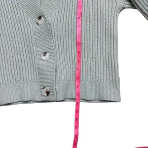 Kendall and Kylie Ribbed V neck Cardigan Button down Pistachio Green Small thumbnail 4
