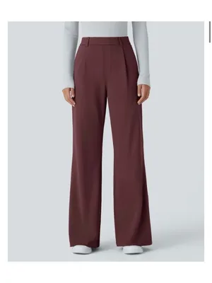 Halara Small Flex™ DayStretch High Waisted Work Flare Pants - Red Mahogany Small thumbnail 2