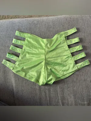 Amazon Neon Green Jeweled Strappy Dance Shorts thumbnail 2