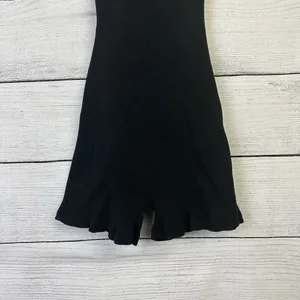 ZARA Women's Ribbed Black Romper Shorts Playsuit Zip‎ Tank Open Back Size Medium thumbnail 3