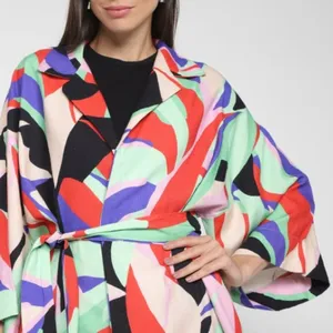 Farm Rio Women's Fresh Foliage Colorful Print Tie‎ Waist Casual Jacket Kimono XS thumbnail 5