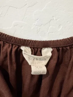 Sim and Sam Milkmaid Poplin Midi Dress Size XS Chocolate Brown Cottagecore Boho thumbnail 6