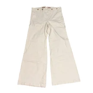 Anthropologie Pilcro Kit High Rise Wide Leg Buckle Trouser Pant Cream Pant 32 thumbnail 3