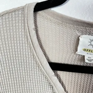 OFFLINE by Aerie Henley Top Size M Beige Waffle Knit Thumbhole‎ Oversized thumbnail 4