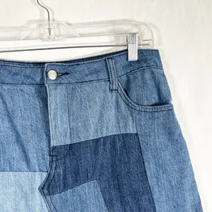 Gianni Bini Medium‎ Mini Skirt Blue Denim Patchwork Y2K Boho Pockets Womens 120 thumbnail 6
