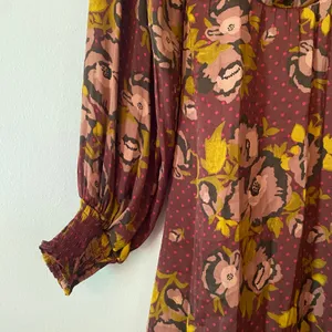 Free People Purple Floral Polka Dot Boho Fairy Whimsy Mini Dress Long Sleeve 8 thumbnail 5