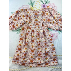Universal Thread‎ Floral Puff Sleeve Mini Dress Cream Orange Purple XS NEW thumbnail 11