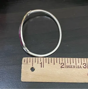 Vintage Alpaca Mexico Mexican Silver Mother of Pearl Inlaid ID Cuff Bracelet thumbnail 11