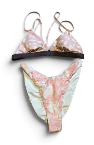 NWOT L*Space bikini set pink floral extra small thumbnail 1