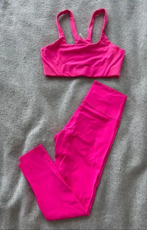 Free People FP Movement Hot Pink Women's Seamless Sports Bra & Legging Set thumbnail 1