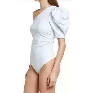 Free People Somethin’ Bout You‎ One Shoulder Bodysuit Crisp Morning Light Small thumbnail 3
