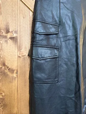 Nicholas Black Faux Leather Cargo Midi Skirt Size US 0 Side Slit (9268) thumbnail 3