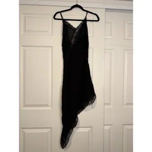 Zara Collection Y2K Lace Trim Tank Sheer Black Fairy Asymmetrical Top Whimsigoth thumbnail 3