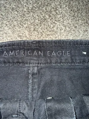 American Eagle Women's Black Denim Button-Front Mini Skirt thumbnail 2