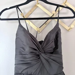 NWT Azazie Raya Black Stretch Satin Maxi Dress | 4 thumbnail 4