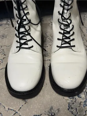 Tory Burch Double-T Combat Boot White Leather thumbnail 5
