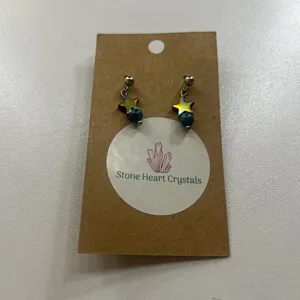 Blue and green star iridescent earrings #mermaidcore Never used thumbnail 2