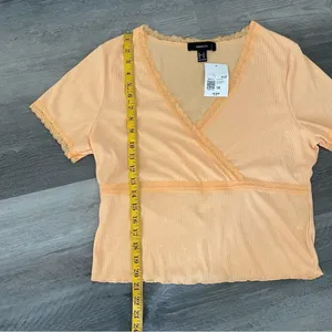 Forever 21 Ribbed Surplice Top Lace Trim Peach Plus 1X thumbnail 8