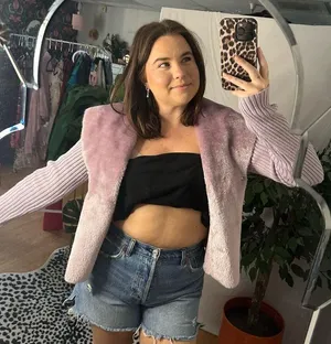 Vintage Y2k Purple Suede Fur Long Sleeve Open Jacket thumbnail 3