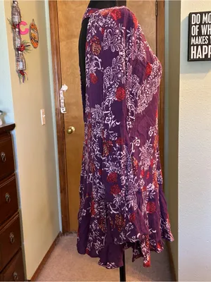 Free People Smooth Talker purple floral long sleeve tunic dress drop waist XS thumbnail 2