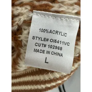FORE Striped Chunky Knit‎ Cardigan Womens L Brown Cream Grandpa Cozy thumbnail 7