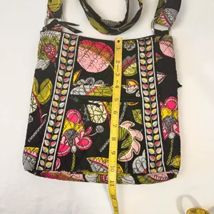 Vera Bradley Crossbody Women's Bag Black Purse Floral Quilted Moon Bloom Handbag Bag thumbnail 3