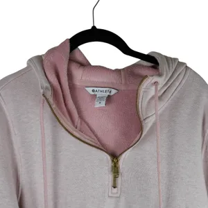 Athleta Womens Cozy Karma Pink‎ Quarter Zip Pink Fleece-Lined Hoodie Sz M thumbnail 2