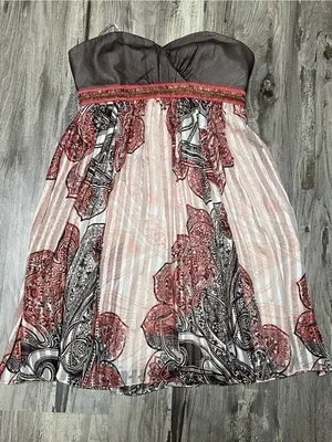 BCBGMaxAzria Vintage Y2K Strapless 100% Silk Paisley Beaded Babydoll Dress 2 thumbnail 1