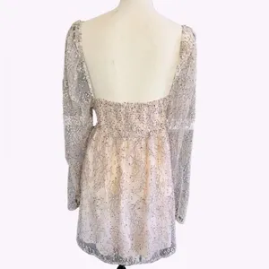 Free People Heavenly‎ Lace Tunic Top in Champagne Toast Size L New thumbnail 10