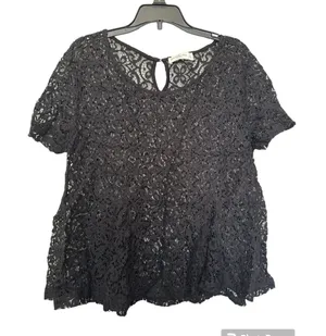 Abercrombie‎ & Fitch black lacy Blouse size L thumbnail 1