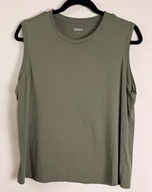 Quince Women Olive Green Cotton Modal Muscle Tank Top‎ Size L JDAVN01 thumbnail 1