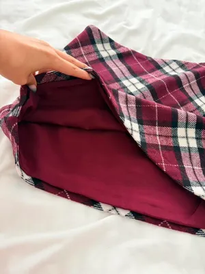 Forever 21 Plaid Skirt Burgundy thumbnail 5