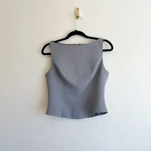 Amanda Uprichard | Revolve Ines Corset‎ Style Crop High Neck Top Fog Gray thumbnail 4