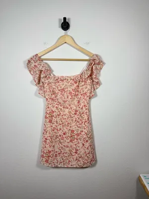 For Love & Lemons Aurora Floral Mini Dress Off Shoulder Ruffle XS thumbnail 6